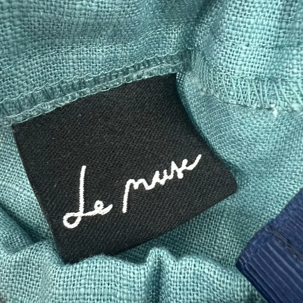Le Muse french linen dress sz M blue - Picture 4 of 8